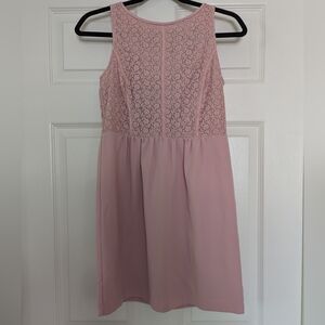 LOFT | Size 0P | Pink Mini Dress With Lace
